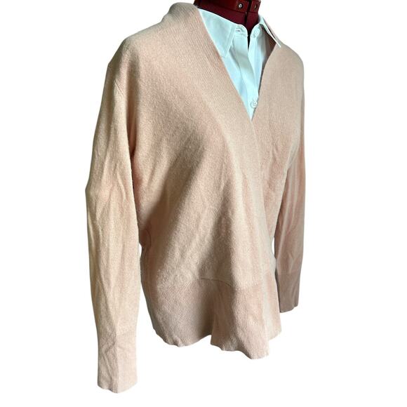 Sundance Women’s Size Large‎ 100% Cashmere Pink Faux Wrap Sweater - Picture 2 of 5